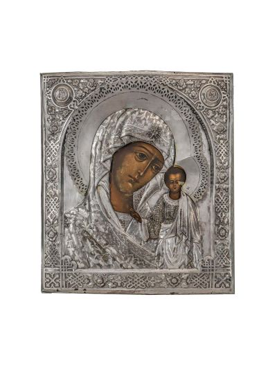 Icoana Născătoarei de Dumnezeu de tip Kazanskaia, tempera pe lemn, cu ferecătură