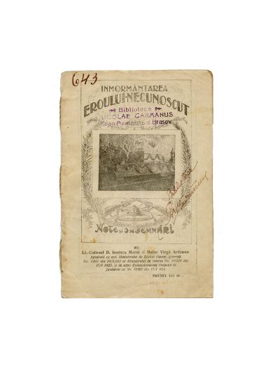 D. Ionescu Morel și Virgil Arifeanu, Înmormântarea eroului necunoscut, 1923, cu ex-librisul lui Nicolae Cărmănuș