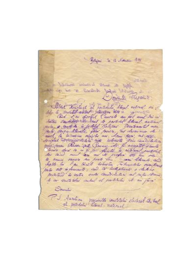 M. Manoli, scrisoare pentru Petre S. Aurelian, 1895
