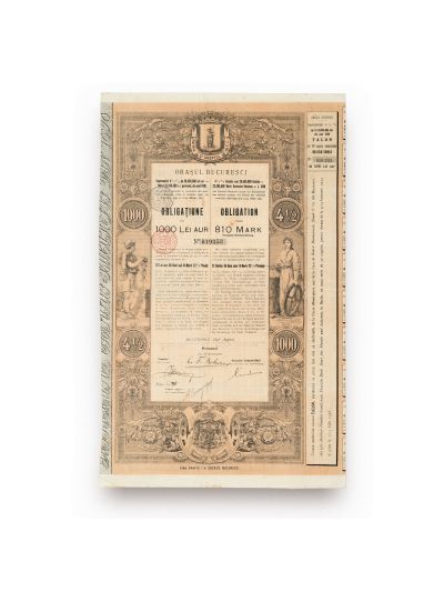 „Orașul București”, obligațiune de 1000 lei aur, 1898
