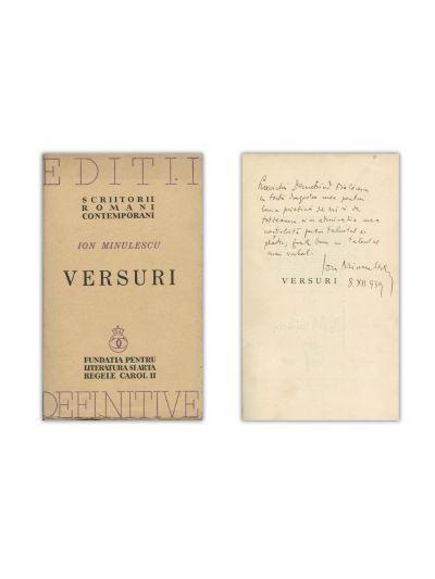 Ion Minulescu, Versuri, 1939, cu dedicație pentru Lucia Dem. Bălăcescu
