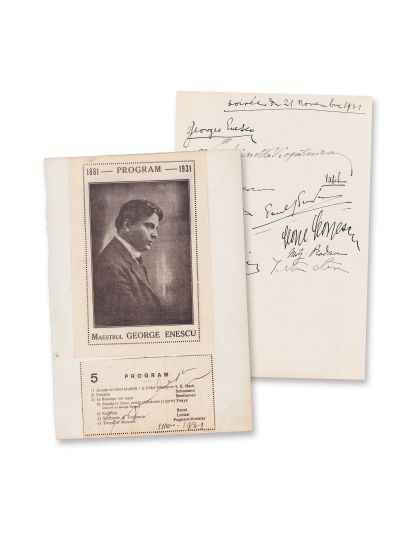 Program de concert cu semnăturile olografe ale lui George Enescu, 11 noiembrie 1931