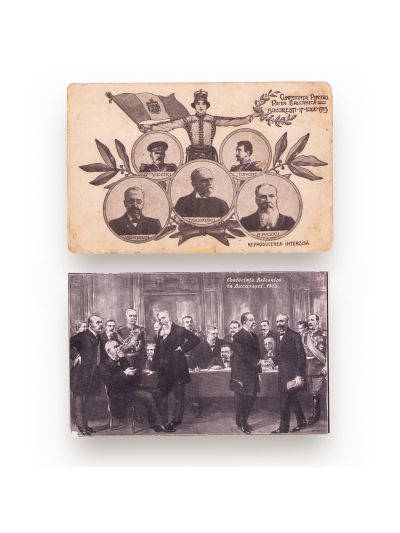 Conferința de Pace de la București, 4 cărți poștale fotografice și ilustrate, 1913