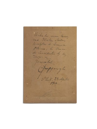Generalul Pappasoglu, fotografie de epocă cu dedicație olografă