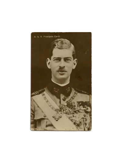 Principele Carol al României, fotografie tip carte poștală + bilet cu semnătură olografă