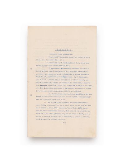 G. M. Cantacuzino și V. S. Arion, convenție privind construcția unui imobil pentru tipografia Timpul, 1934