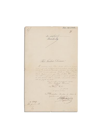 Alexandru Cantacuzino, scrisoare de recomandare semnată de principele Alexandru Ioan Cuza, 1863