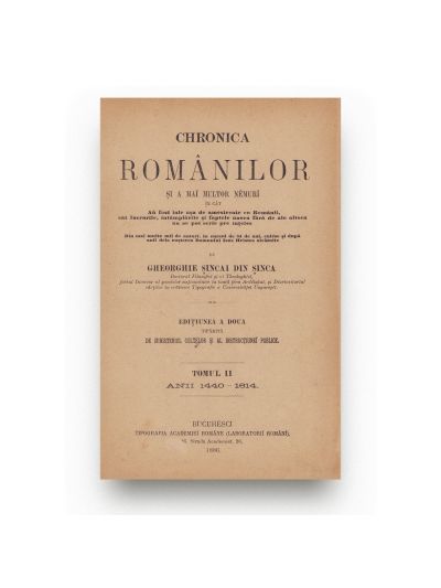 Gheorghe Șincai, Hronica românilor și a mai multor neamuri, 1886, 3 volume