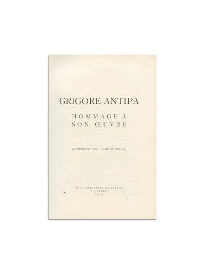 Grigore Antipa, Hommage à son œuvre, 1938, cu dedicația autorului