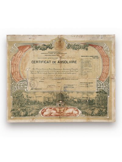 Mitru Oprea, certificat de absolvire a școlii de lucrători agricoli, 9 decembrie 1927