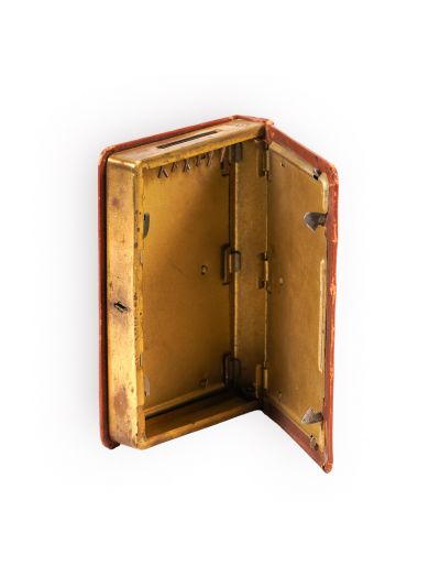Pușculiță sub formă de carte, marca Banque Suisse et Roumaine
