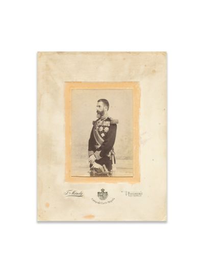 Regele Carol I în mare ținută oficială, fotografie de epocă, atelier Franz Mandy, cca. 1886