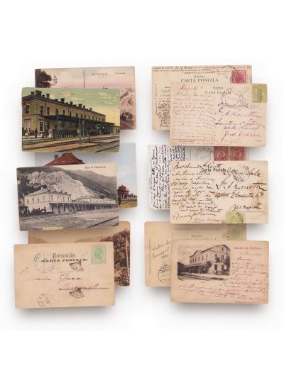Gări și căi ferate în România, șase cărți poștale fotografice, cca. 1900
