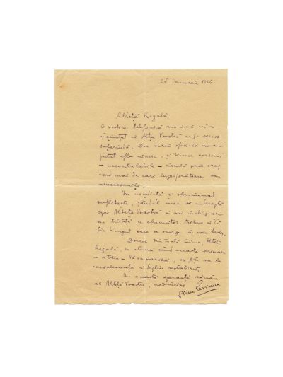 Dinu Cesianu, scrisoare expediată principelui Carol, 25 ianuarie 1926