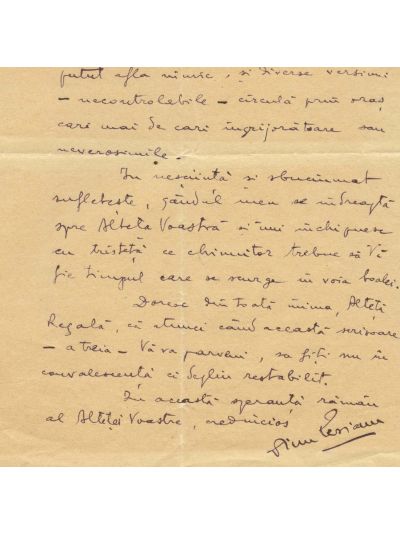 Dinu Cesianu, scrisoare expediată principelui Carol, 25 ianuarie 1926