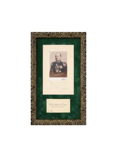 Colonel Adjutant Alexandru Orășanu, fotografie de epocă cu dedicație olografă + carte de vizită, 1932