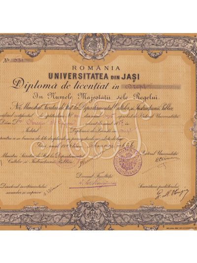 Grigore Al. Obregia, diplomă de licențiat în Drept, 6 februarie 1906