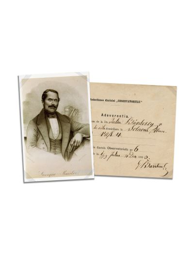 George Barițiu, adeverință cu semnătura olografă