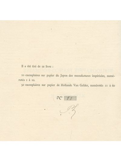 Georges Bengesco, Bibliographie franco-roumaine du XIX-e siècle, 1895, exemplar semnat și numerotat
