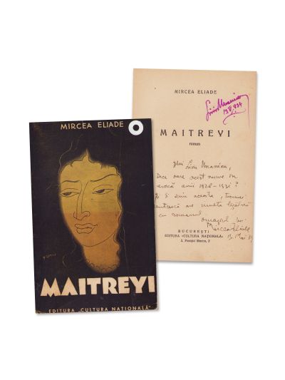 Mircea Eliade, Maitreyi, 1934, cu dedicație pentru Liviu Unanian și ex-libris