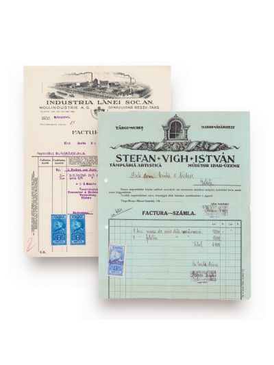Tâmplărie artistică, Târgu-Mureș + Industria Lânii, Timișoara, două facturi, 1929