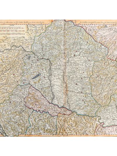 Harta Particulară a Ungariei, Transilvaniei, Croației și Slovaciei, gravură în cupru, colorată manual, 1717