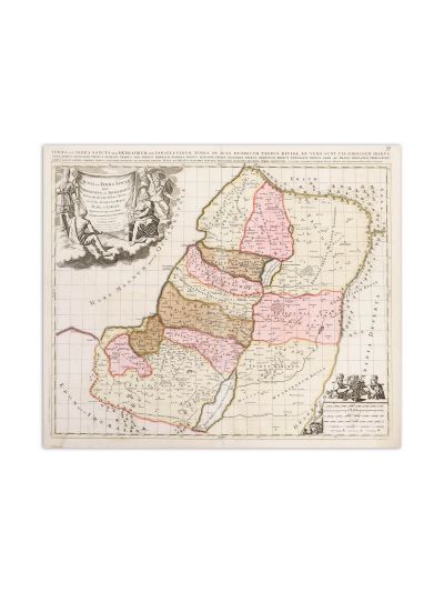 Harta Iudeii sau a Țării Sfinte, gravură în cupru colorată manual, cartograf Guillaume Sanson, cca. 1700 