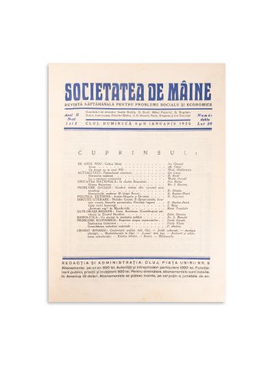 Publicația „Societatea de mâine”,  Anul I - III, 1924 -1926