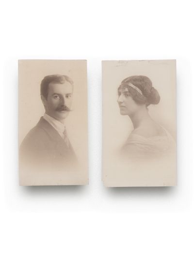 Nicolae Vasile și Marcela Cantacuzino, părinții lui G. M. Cantacuzino, două fotografii de epocă, cca. 1912  