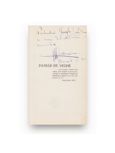 G. M. Cantacuzino, Pătrar de veghe, 1938, cu dedicație olografă