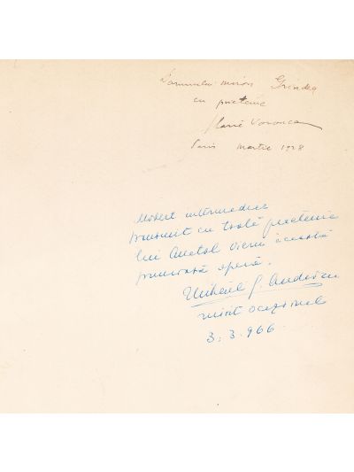 Ilarie Voronca, Colomba, 1927, exemplar numerotat cu dedicație pentru jurnalistul Miron Grindea