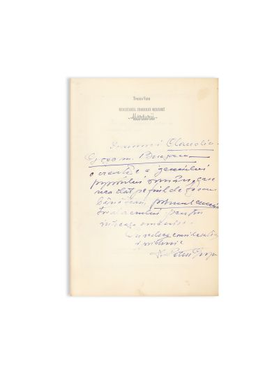 Traian Vuia, Realizarea zborului mecanic, 1954, cu dedicația dr. Petru Groza