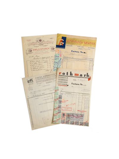 Tipografiile „Emile Storck”, „Activitatea Grafică”, „Rotmark”, patru facturi, 1899-1954 