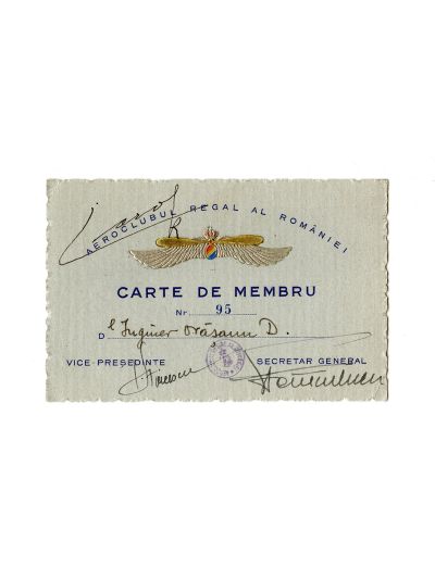Aeroclubul Regal al României, carte de membru cu semnătura regelui Carol al II-lea