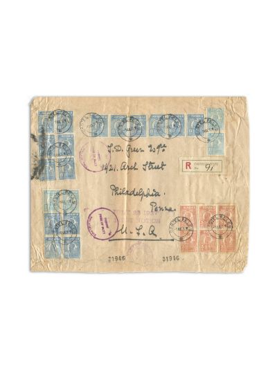 Regina Maria a României, plic expediat și semnat, 1927 