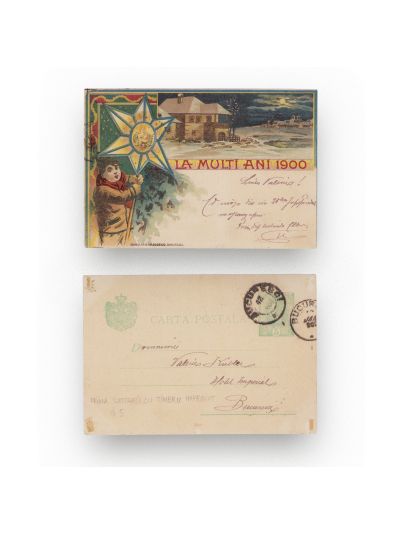 La mulți ani 1900, carte poștală ilustrată