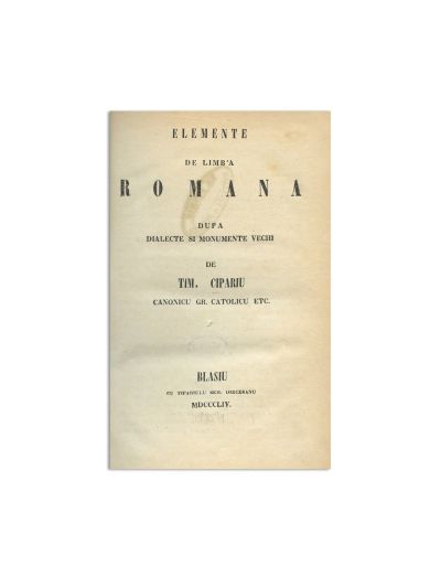 Timotei Cipariu, Elemente de limba română, 1854, cu ex-librisul lui Demetriu Ghica și M. A. Sturdza