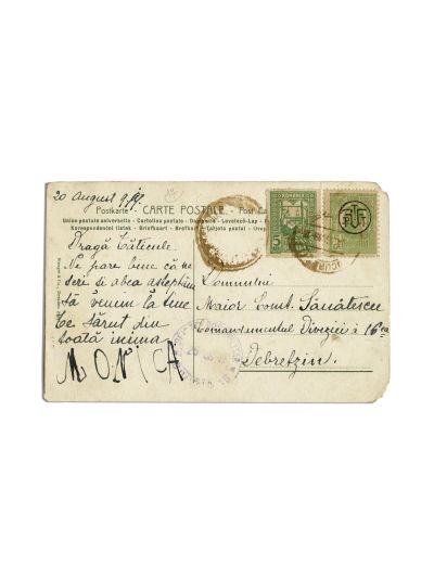 Monica Sănătescu, carte poștală pentru Constantin Sănătescu, 20 august 1919