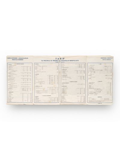 Cassa Autonomă a Monopolurilor, tarif cu prețurile de vânzare ale produselor monopolizate, 1941
