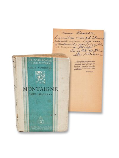 Alice Voinescu, Montaigne. Omul și opera, 1936, cu dedicație olografă 