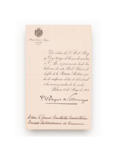 Gen. Constantin Budișteanu, invitație la Palatul Regal din Spania, 21 mai 1902 