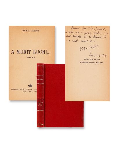 Otilia Cazimir, A murit Luchi…, 1942, cu dedicație pentru Ana Victor Iamandi