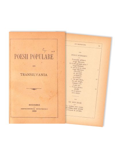 Ioan G. Bibicescu, Poesii populare din Transilvania, 1893