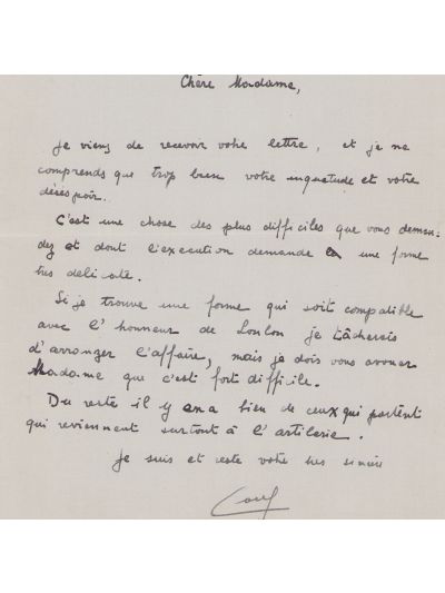 Regele Carol al II-lea, scrisoare expediată unei doamne