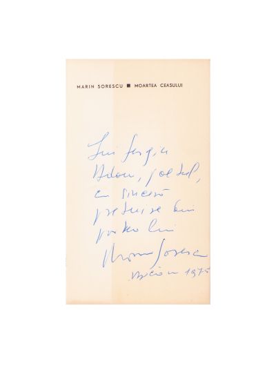 Marin Sorescu, Moartea ceasului, 1966, cu dedicație olografă pentru Sergiu Adam