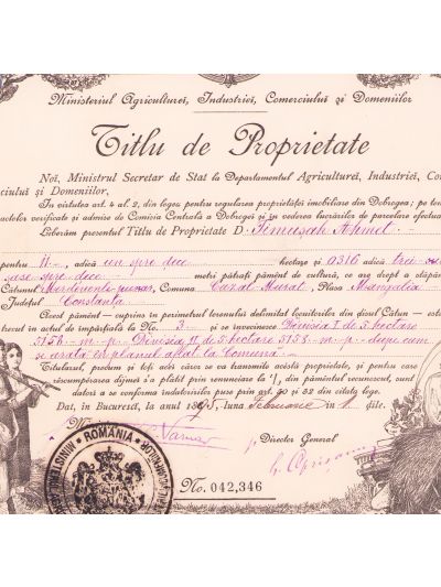Titlu de proprietate acordat lui Timușah Ahmet din Mangalia, 1 februarie 1895