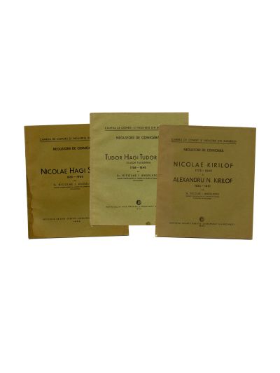 Dr. Nicolae I. Angelescu, Negustorii de odinioară, 3 volume, cu dedicație pentru arh. Victor Stephănescu