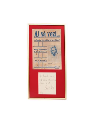 Leny Caler, fotografie de epocă + bilet cu autograf, 1946