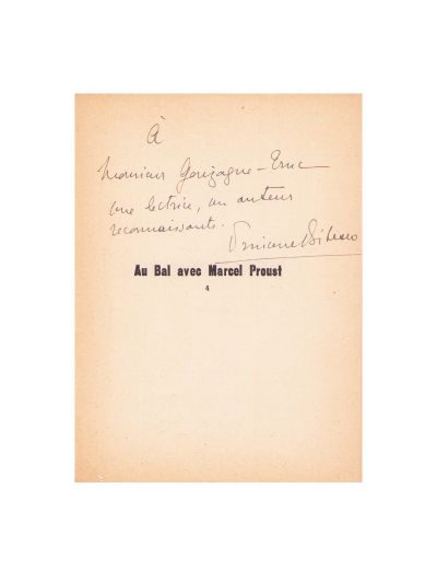 Princesse Bibesco, Au bal avec Marcel Proust, 1928, cu dedicație olografă