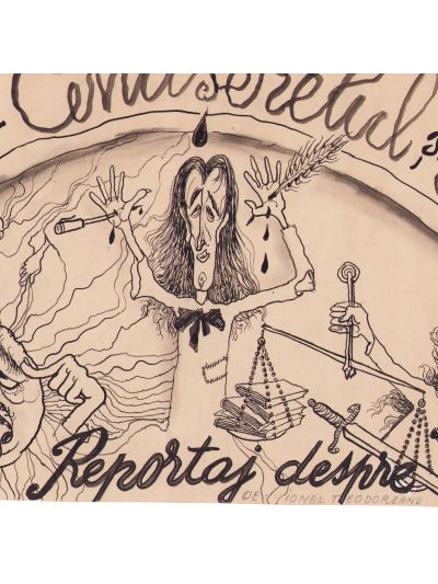 Mihail D. Gion, Maestrul-Cenușerelul și Ioana D’acra, 1940, peniță și acuarelă pe carton